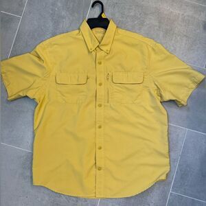 Duluth Trading Coolplus Mustard Button Down Shirt - Large